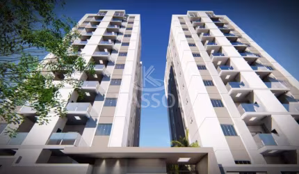 Apartamento com 02 quartos, sacada com churrasqueira, sala e cozinha integrada e banheiro social.