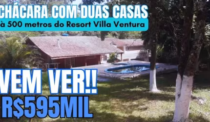 [585]CHÁCARA EM VIAMÃO COM 2 CASAS A 500METROS DO RESORT VILA VENTURA, 2 DORMITÓRIOS, 2 SUÍTES,PISCINA, LUZ, ÁGUA E INTERNET FIBRA ÓTICA
