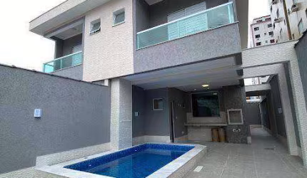 Sobrado novo com piscina 400 metros da praia 3 suítes à venda 151 m² por R$ 1.160.000  Tupi  Praia Grande/SP