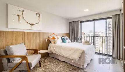 Imobiliária Orientta ALUGA Excelente Studio na Rua Vinte Quatro de Outubro no GO 24. Studio completo, mobiliado com movéis planejados.&lt;BR&gt;O empreendimento conta com infraestrutura completa, que 