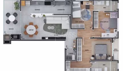 Apartamento para venda em Batel de 100.00m² com 3 Quartos, 1 Suite e 1 Garagem