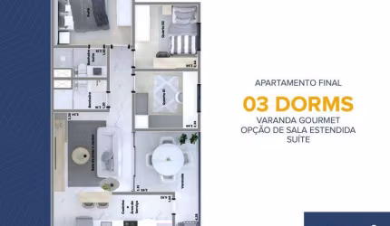 Apartamento para venda tem 65 metros quadrados com 3 quartos em Vila Três Irmãos - Carapicuíba - SP