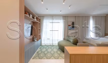 Apto no Residencial MeWe Jardins disponível para locação contendo 41m², 1 dormitório e 1 vaga.