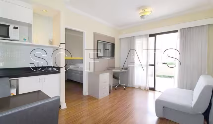 Apto no The Palace com 36m², 1 dormitório e 1 vaga de garagem, disponível para locação em Moema.