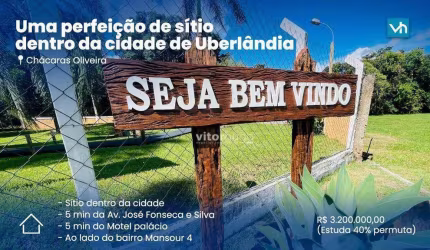 Sítio com 5 dormitórios à venda, 21500 m² por R$ 3.200.000 - Chácaras Oliveiras - Uberlândia/MG