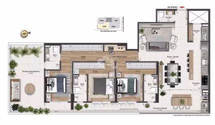 Apartamento garden com 3 suítes em Kobrasol-SJ