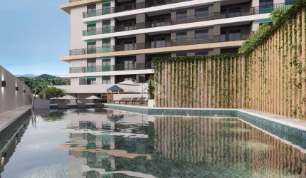 APARTAMENTO TIPO STUDIO NO BAIRRO ROÇADO, EM SÃO JOSÉ, SC, COM LIVING, COZINHA, ÁREA DE SERVIÇO E DORMITÓRIO INTEGRADOS, E 01 VAGA DE GARAGEM.