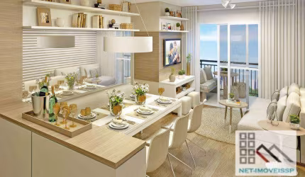Apartamento 2 Dormitórios (50,27m²), 1 Banheiro, 1 Vaga, Terraço. Próximo do Shopping Metrô Tatuapé