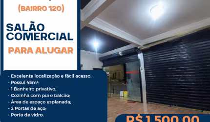 Salão comercial para alugar em Santana de Parnaíba, bairro 120, 45m², cozinha, banheiro, com ótima localização.