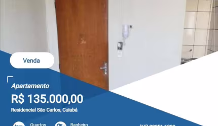 Apartamento para Venda em Cuiabá, Residencial São Carlos, 2 dormitórios, 1 banheiro, 1 vaga