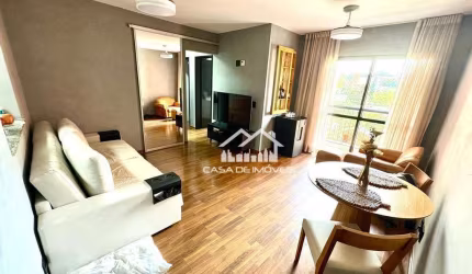 Aluga apartamento de 75m², 3 dormitórios, 1 suíte, 2 vagas, varanda e lazer completo