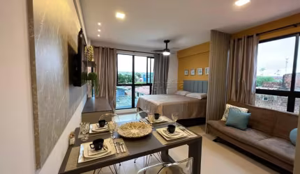 Excelente flat mobiliado localizado na praia de porto de galinhas, com com 25,80m², Cupe Summer - REF 4445