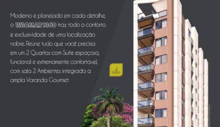 Apto de 2 quartos com suíte, varanda gourmet e elevador no Granbery