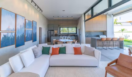Casa térrea mobiliada e decorada em condomínio à venda, condomínio Villas do Golf em Itu, SP. 3 suítes, 503m² de terreno e 279m² construídos