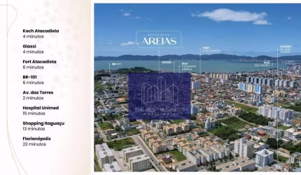 Apartamento com 2 dormitórios à venda, 64 m² com vista Mar em  Areias - São José/SC