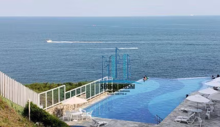 Vista mar incrível, varanda, 2 suítes. Piscina com borda infinita. Guarujá-SP.
