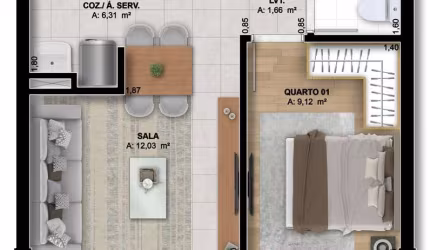 Ágio WELLNESS MARISTA Apartamento com 1 Quarto(s) e 1 banheiro(s) à Venda, 41 por R$ 396.046,27 no setor Setor Marista AD23002