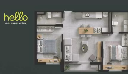 Ágio Raridade no Hello Universitário: Apartamento de 59m² Exclusivo! Apartamento com 2 Quarto(s) e 2 banheiro(s) à Venda, 59 por R$ 615.000 no setor Setor Leste Universitário TA25604