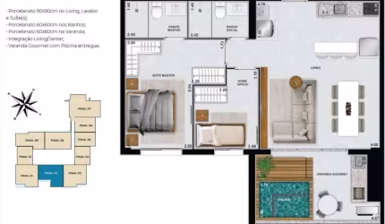 Apartamento 2 quartos - Setor Marista Apartamento com 2 Quarto(s) e 2 banheiro(s) à Venda, 77.46 por R$ 915.000 no setor Setor Marista IN28466