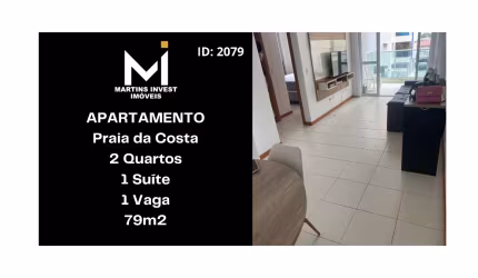 Apartamento na Praia da Costa, 02 Quartos, Suíte 79m2