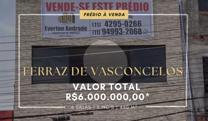 PRÉDIO À VENDA NO CENTRO COMERCIAL DE FERRAZ DE VASCONCELOS - SÃO PAULO