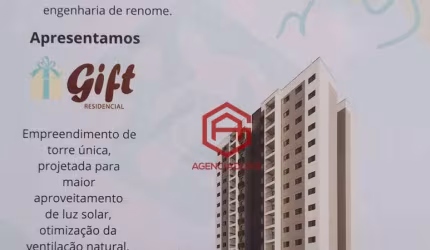 Gift Residencial. Torre Única. Aptos de 74 m², 77 m² e 90 m² com 2 e 3 dormitórios. Bairro do Estádio, Rio Claro/SP.