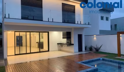 Casa  nova de alto padrão no condomínio Brisas Jundiaí à venda em Jundiaí, Jardim Novo Mundo! 3 suítes, 3 salas, 4 vagas, 279m².