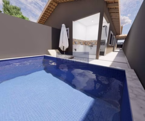 Casa à venda em Suarão, Itanhaém-SP: 2 quartos, 1 suíte, 2 salas, 1 vaga, 63,83m² de área. Confira!
