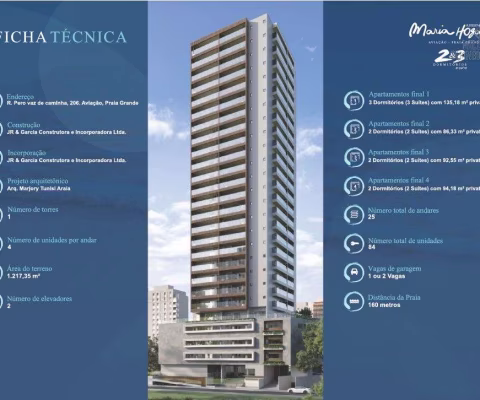 Apartamento Exclusivo 2 suítes, 2 vagas – Aviação, Praia Grande