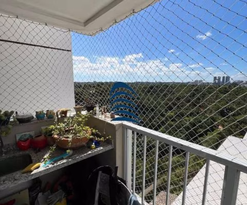 CONDOMÍNIO VISTA PATAMARES   Apartamento com 67m2, 2/4 com suíte, varanda, ar-condicionado nos quartos, intermediário , 1 vaga de garagem coberta