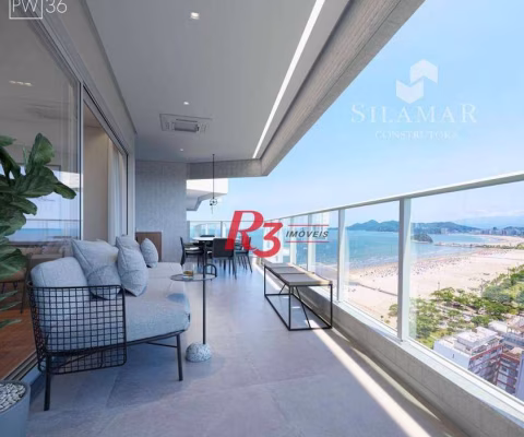 Apartamento com 3 suítes de frente para a praia no Gonzaga à venda, 224 m² por R$ 4.340.000  - Santos/SP
