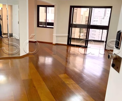 Flat alto padrão em Moema para locação, prox a Avenida e Shopping Ibirapuera com 120m² e 2 dorms.
