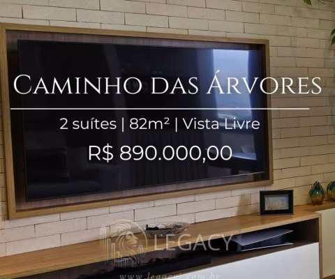 Apartamento 2 suítes com vista e serviços no Caminho das Árvores