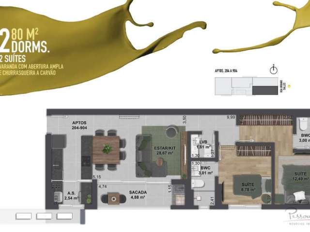 Apartamento com 2 quartos à venda na Rua Desembargador Urbano Salles, 0, Centro, Florianópolis por R$ 1.546.371
