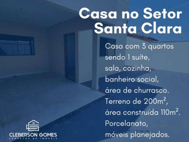 Casa para Venda em Caldas Novas, Residencial Santa Clara, 3 dormitórios, 1 suíte, 1 banheiro, 1 vaga