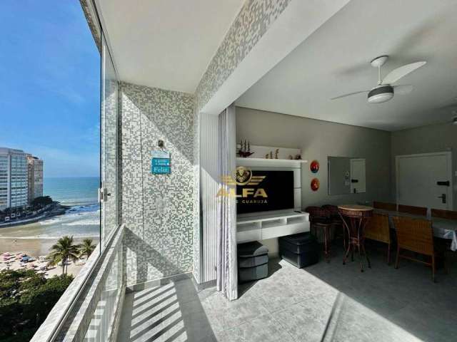 VISTA MAR - Apartamento na praia vista para o mar 3 dormitórios 1 suíte 1 vaga Pitangueiras Guarujá.