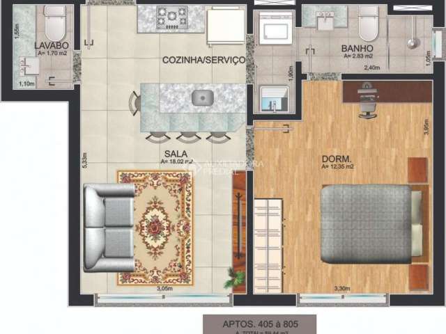 Apartamento com 1 quarto à venda na Rua Fernando Cortez, 553, Cristo Redentor, Porto Alegre, 41 m2 por R$ 389.000