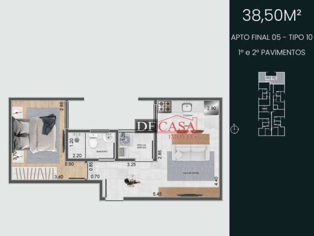 Apartamento com 1 quarto à venda na Rua Maestro José Tescari, 51, Vila Granada, São Paulo, 38 m2 por R$ 249.000