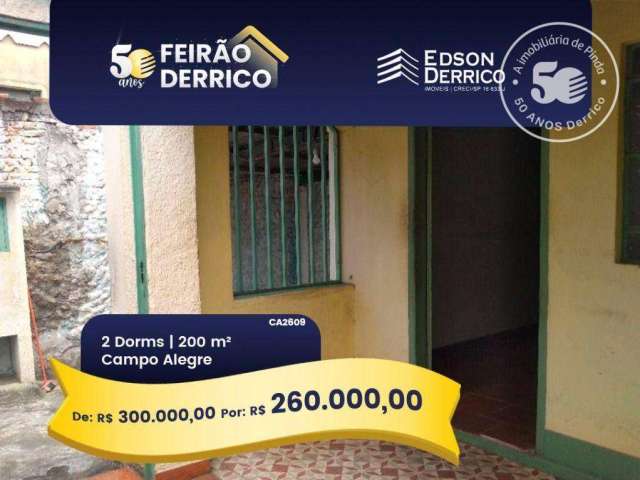 Casa com 2 dormitórios à venda, 199 m² por R$ 300.000,00 - Campo Alegre - Pindamonhangaba/SP