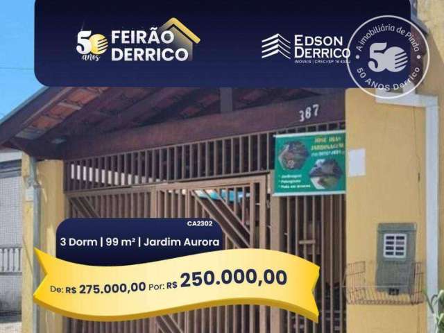 Casa com 3 dormitórios à venda, 99 m² por R$ 275.000,00 - Jardim Aurora - Pindamonhangaba/SP