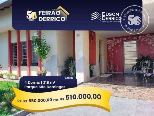 Casa com 4 dormitórios à venda, 218 m² por R$ 550.000,00 - Parque São Domingos - Pindamonhangaba/SP