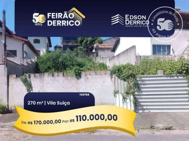 Terreno à venda, 270 m² por R$ 170.000,00 - Vila Suiça - Pindamonhangaba/SP