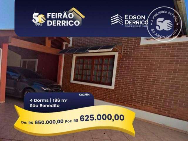 Casa com 4 dormitórios à venda, 196 m² por R$ 650.000,00 - Parque Sao Benedito - Pindamonhangaba/SP