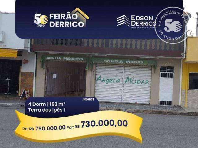 Sobrado com 4 dormitórios à venda, 192 m² por R$ 750.000,00 - Conjunto Habitacional Terra dos Ipês I (Norte) - Pindamonhangaba/SP