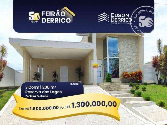 Casa com 3 dormitórios à venda, 206 m² por R$ 1.500.000,00 - Reserva dos Lagos - Pindamonhangaba/SP