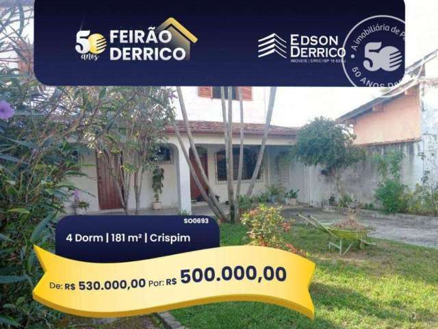 Sobrado com 4 dormitórios à venda, 181 m² por R$ 530.000,00 - Crispim - Pindamonhangaba/SP