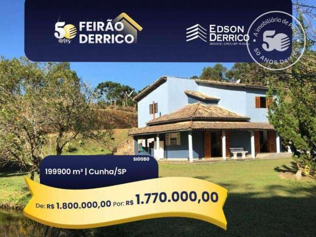 Sítio à venda, 199900 m² por R$ 1.800.000,00 - Cunha - Cunha/SP