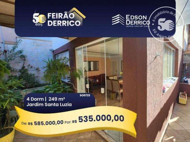 Sobrado com 4 dormitórios à venda, 249 m² por R$ 585.000,00 - Jardim Santa Luzia - Pindamonhangaba/SP