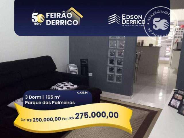 Casa com 3 dormitórios à venda, 165 m² por R$ 290.000,00 - Residencial Parque das Palmeiras - Pindamonhangaba/SP