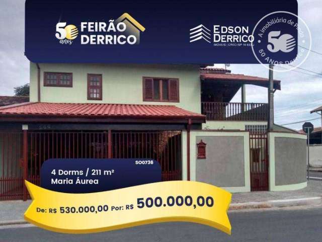 Sobrado com 4 dormitórios à venda, 210 m² por R$ 530.000,00 - Maria Áurea - Pindamonhangaba/SP